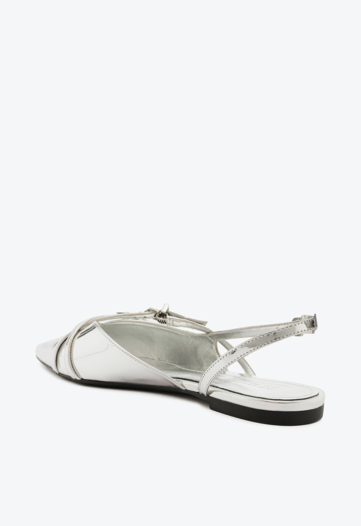 Sapato Mule Slingback Prata
