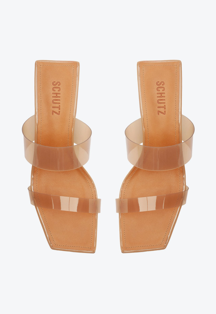 Sapato Mule Hot Transparency Vinil Bege