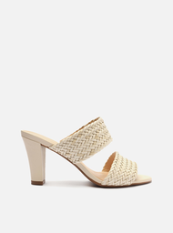 Sandália Off-White Arezzo Tressê Salto Médio Bloco