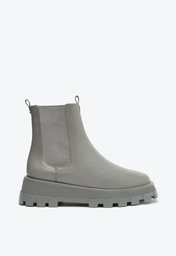 Bota Cinza Schutz Tratorada Elástico Couro