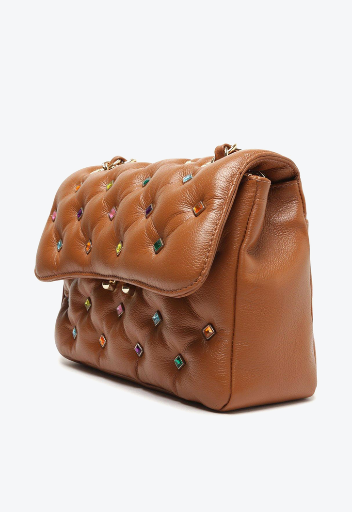 Bolsa Tiracolo Marrom Arezzo Couro Mizz Stones Média