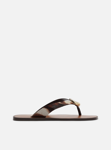 Rasteira Animal Print Flip Flop Metal