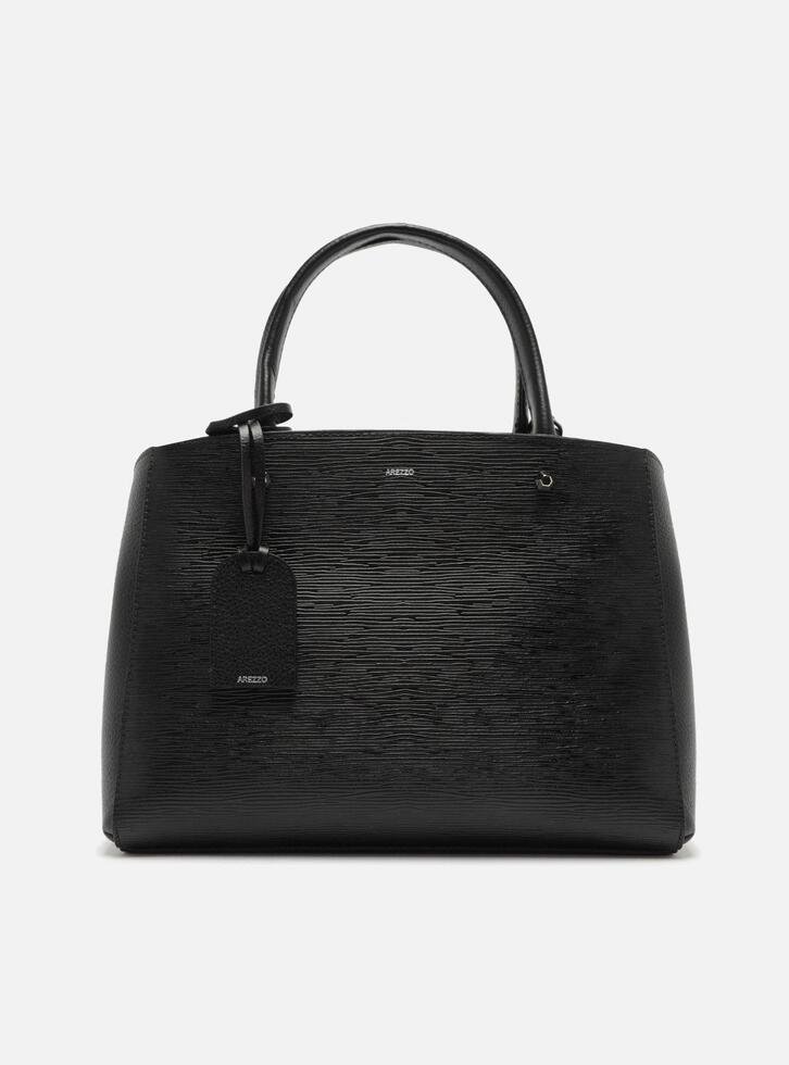 Bolsa Preta Arezzo Couro Tote Média Bella