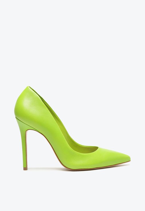 Sapato Scarpin Salto Alto Couro Verde