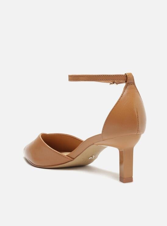 SCARPIN MARROM AREZZO COURO SALTO FINO SLINGBACK