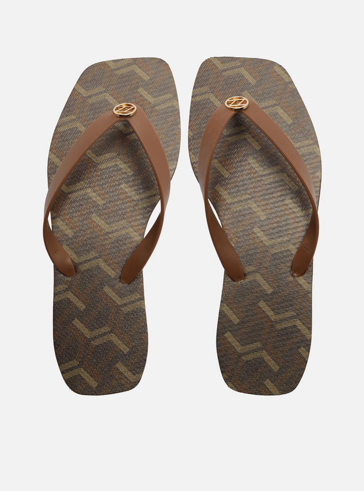 Chinelo de Dedo Marrom Bico Quadrado Brizza