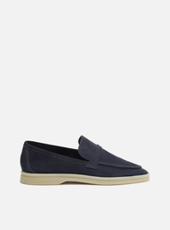 Mocassim Azul Arezzo Nobuck Tira Detalhe