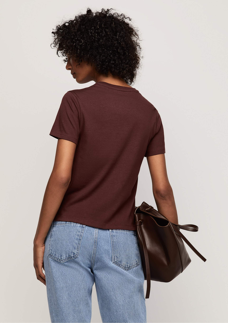 Camisa Vinho Dzarm Estampada com Meia Manga Regular Burgundy