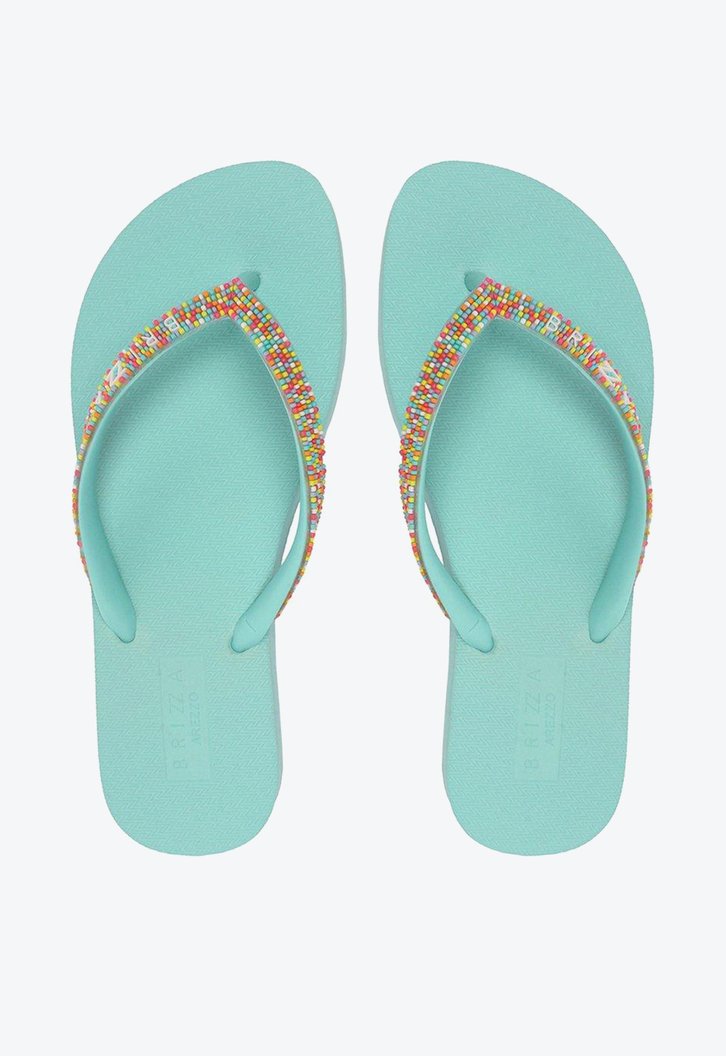 Chinelo De Dedo Azul Brizza Tiras Coloridas