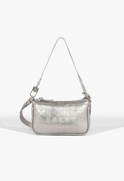 Bolsa Tiracolo Prata Schutz Média Triangle Grained Couro