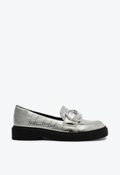 Mocassim Prata Anacapri Snake Sola Alta Fivela