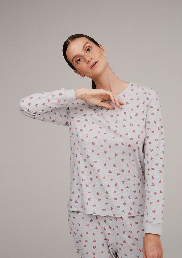 Pijama Cinza Hering Longo Estampado Em Malha Flamê