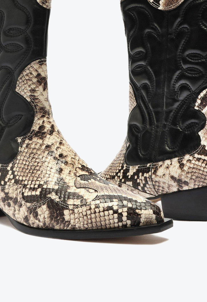 Bota Western Arezzo Snake Couro Cano Médio Georgia