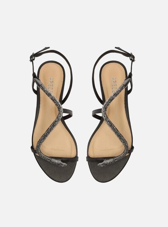 SANDÁLIA RASTEIRA PRETA AREZZO SNAKE STRASS