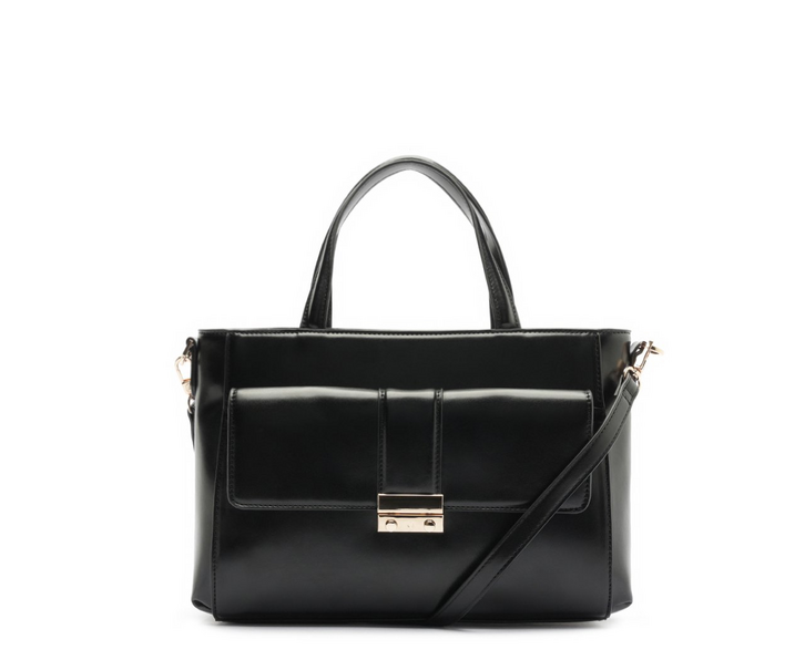Bolsa Tote Bolso Fechamento Metal Preta | ZZ MALL