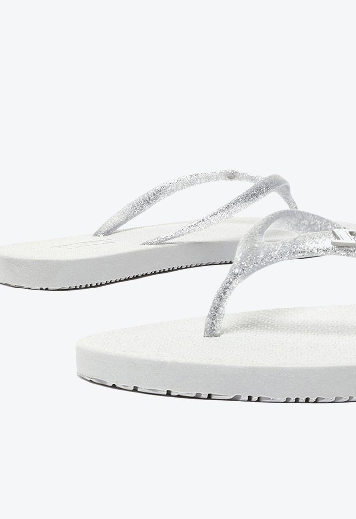 Chinelo De Dedo Prata Brizza Tira Metalizada