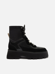 Bota Preta Arezzo Cano Médio Tratorada Amarração