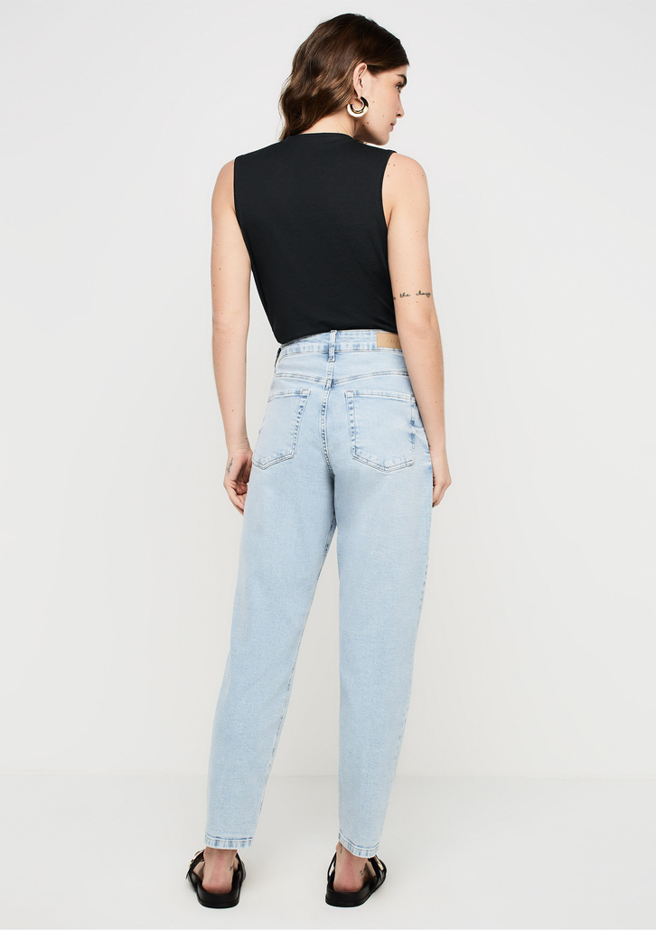 Calça Jeans Azul DZARM Mom Cintura Alta