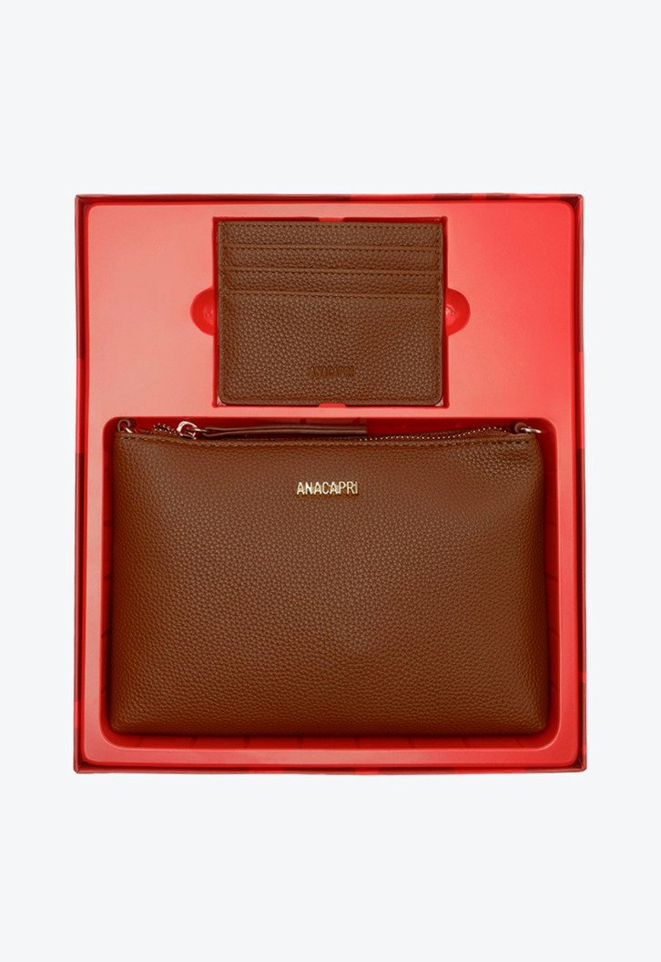 Kit de Bolsa Tiracolo Média e Porta Cartão Marrom | ZZ MALL