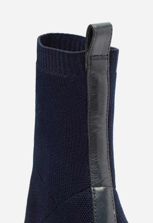 Bota Knit Salto Alto Azul