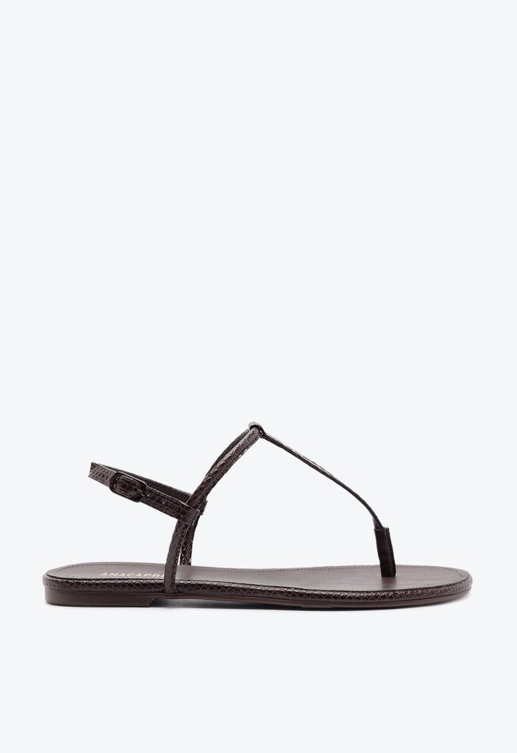 Sandália Rasteira Slim Textura Marrom