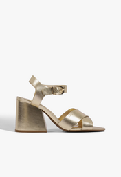 Sandália Daisy Salto Bloco Couro Marrom | ZZ MALL