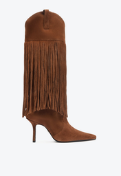 Bota Marrom Schutz Raffaela Up Fringes Stiletto Camurça