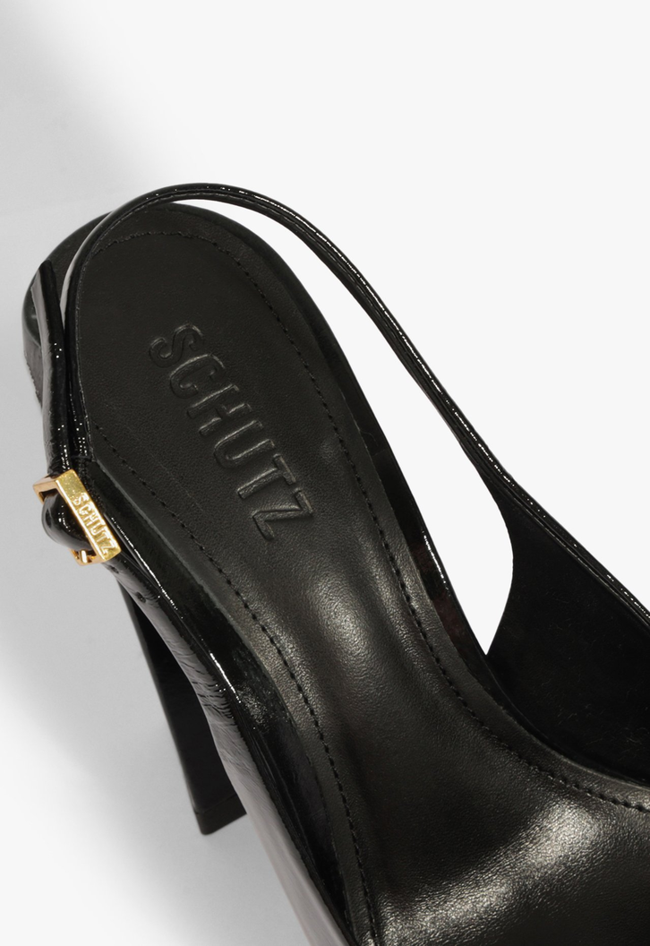 Scarpin Slingback Rhonda Couro Preto