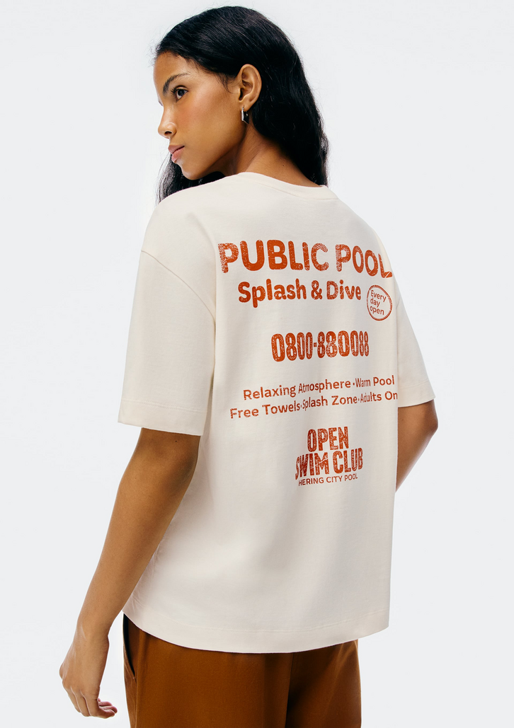Blusa Off White Hering Oversized Estampada Super Cotton