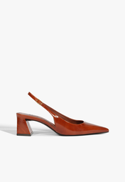 Scarpin Slingback Rhonda Mid Couro Marrom