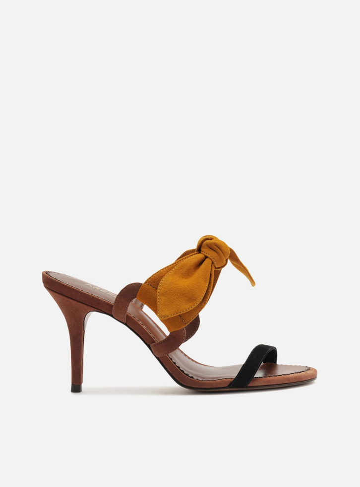 Tamanco Multicolorido Acamurçado Salto Fino Laço
