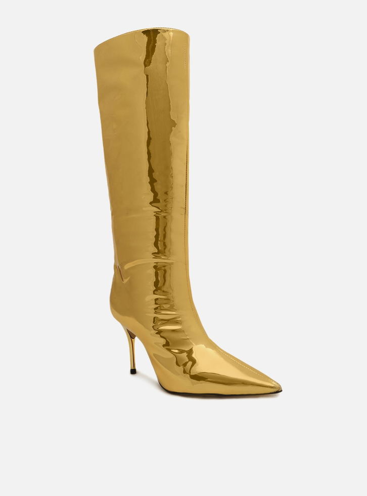 Bota dourada cano longo hotsell
