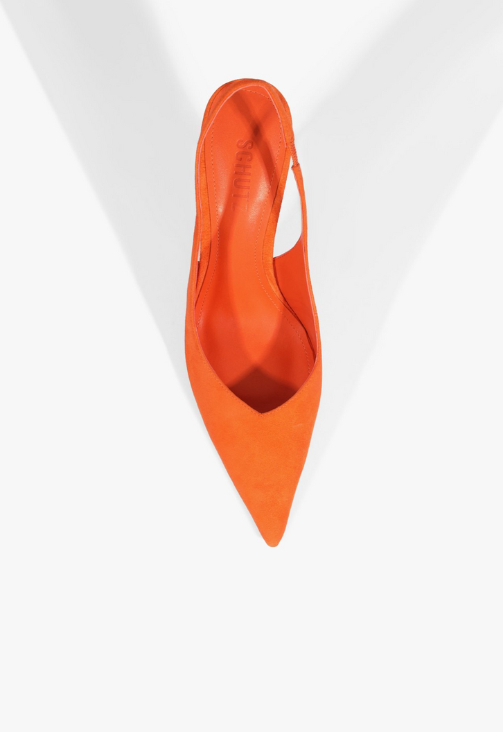Scarpin Slingback Lexi Camurça Laranja Neon
