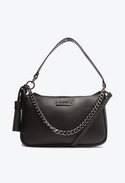 Bolsa Tiracolo Preta Anacapri Baguete Franjas Média