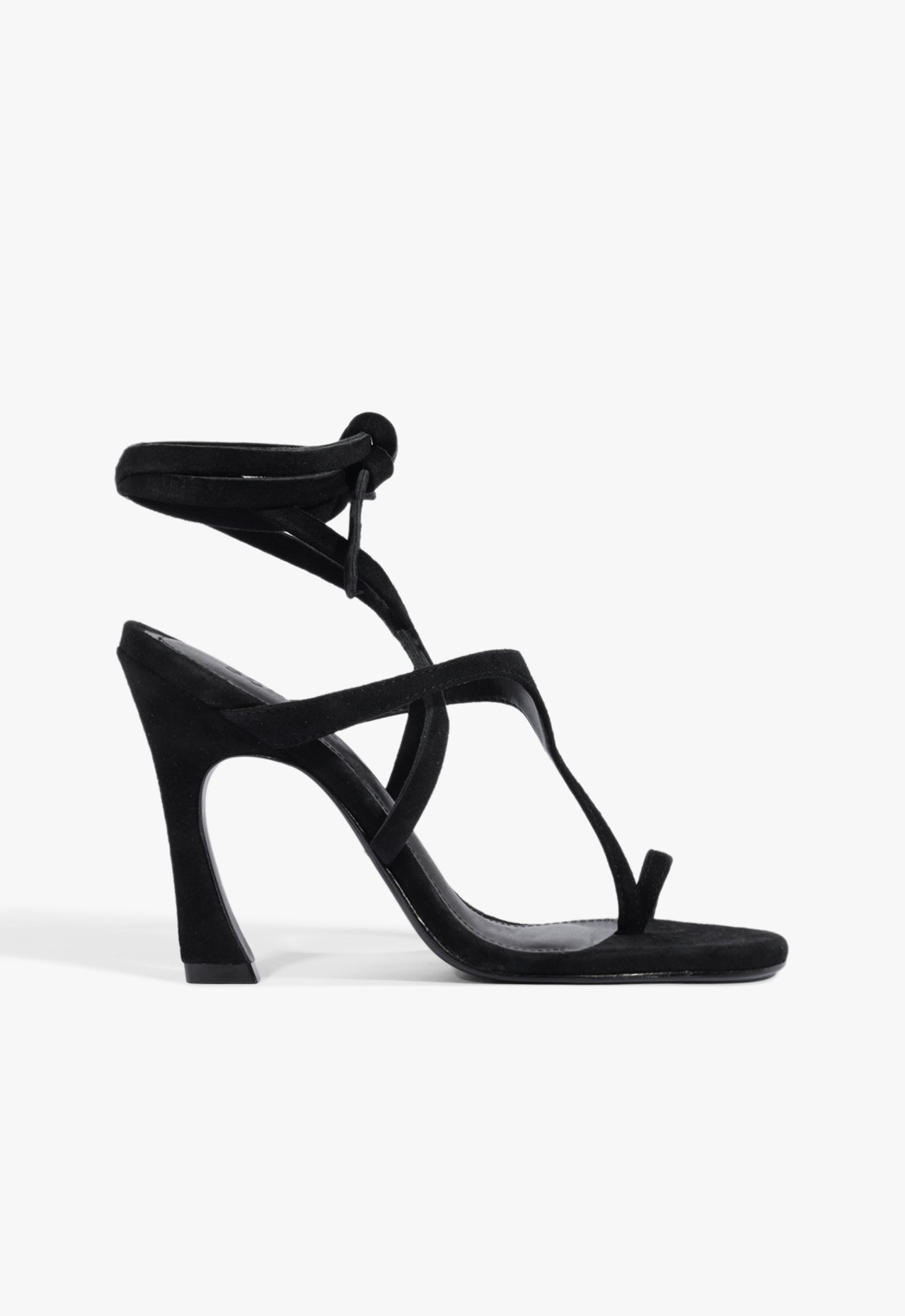 Sandália Salto Amarração Maisie Nobuck Preta | ZZ MALL