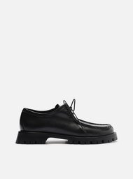 Mocassim Preto Couro Tratorado Amarração Siena