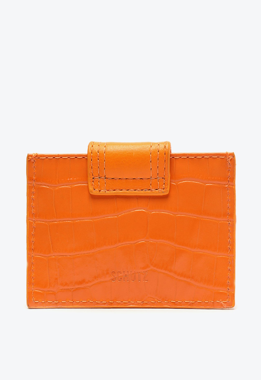 Porta Cartões Pietra Couro Croco Laranja