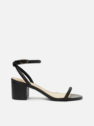 Sandália Preta Arezzo Strass Salto Bloco Minimal