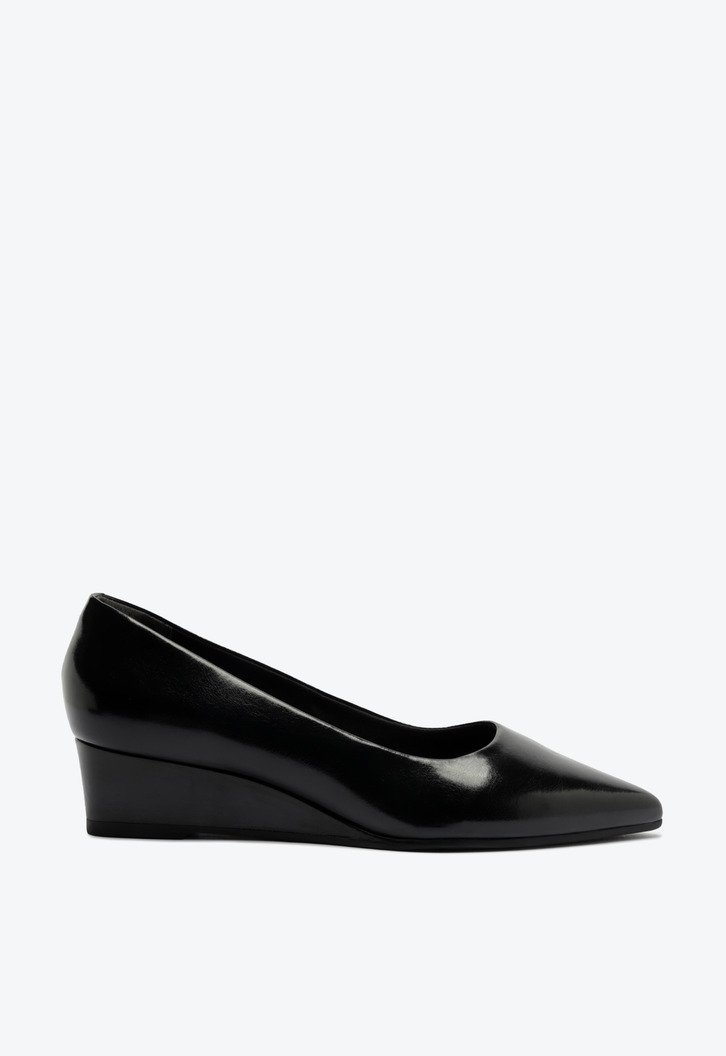 Scarpin Salto Anabela Bico Fico Preto