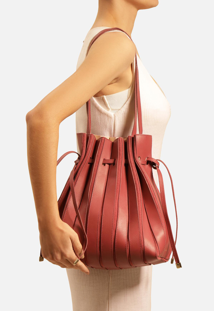 Bolsa Bucket Rosa Arezzo Couro Parioli Grande