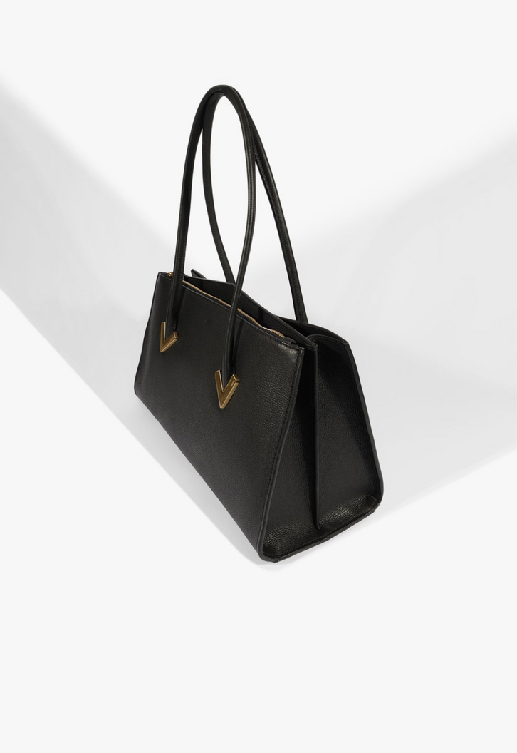Bolsa Tote Grande Adele Couro Preta | ZZ MALL