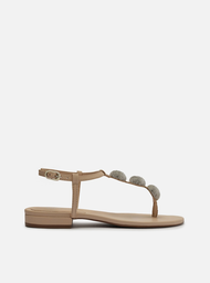 Sandália Nude Arezzo Slim Bloco Cristais