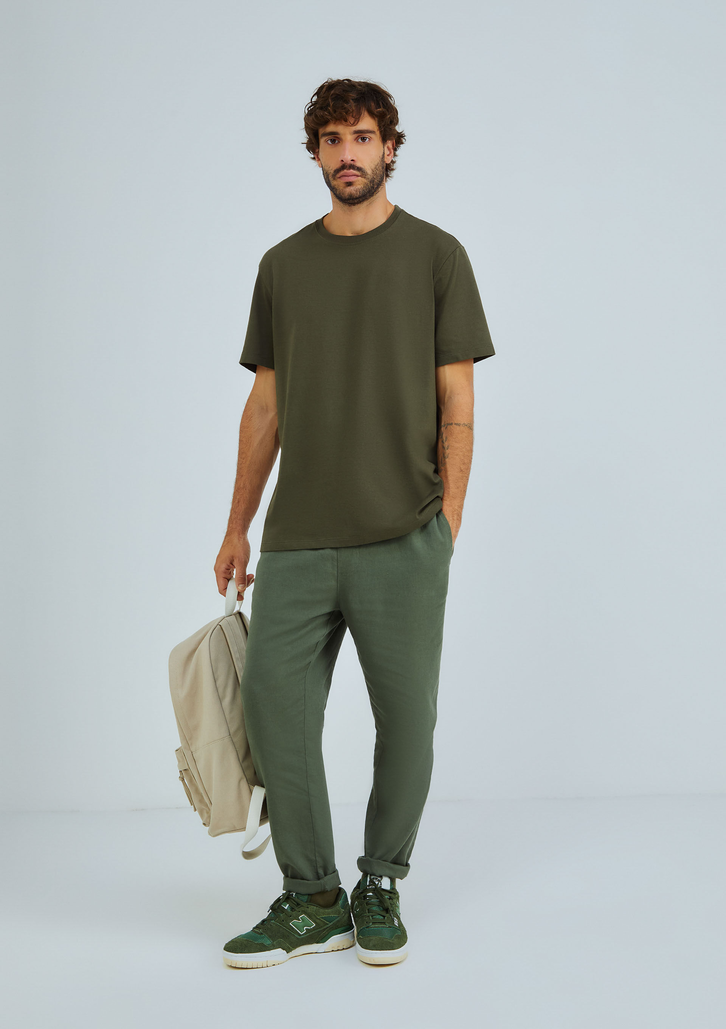 Camiseta Básica Verde Musgo Hering Comfort Super Cotton