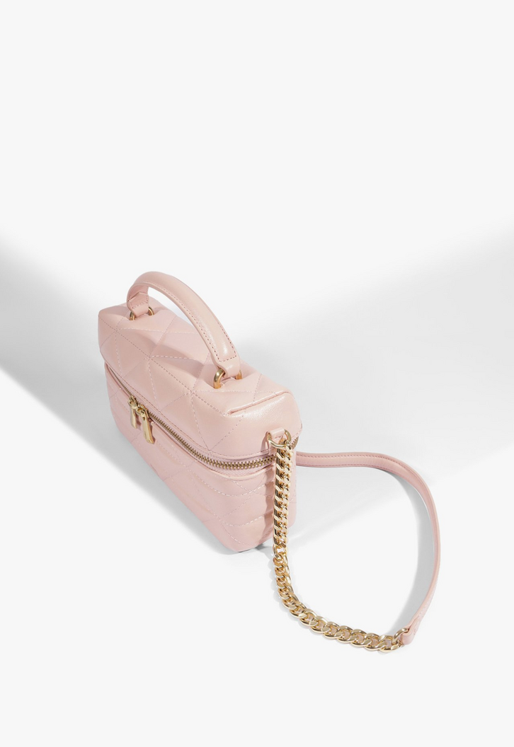 ローズ様 Bolsa Satchel Vanity Média Couro Rosa | ZZ MALL