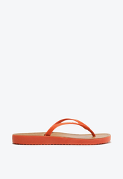 Chinelo De Dedo Laranja Brizza Palmilha Marrom