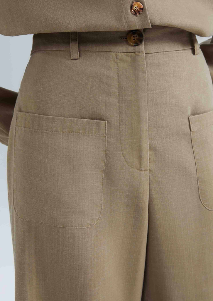 Calça Caqui Hering Reta Cintura Alta Eco
