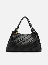 Bolsa Shopping Preta Arezzo Couro Grande Costuras