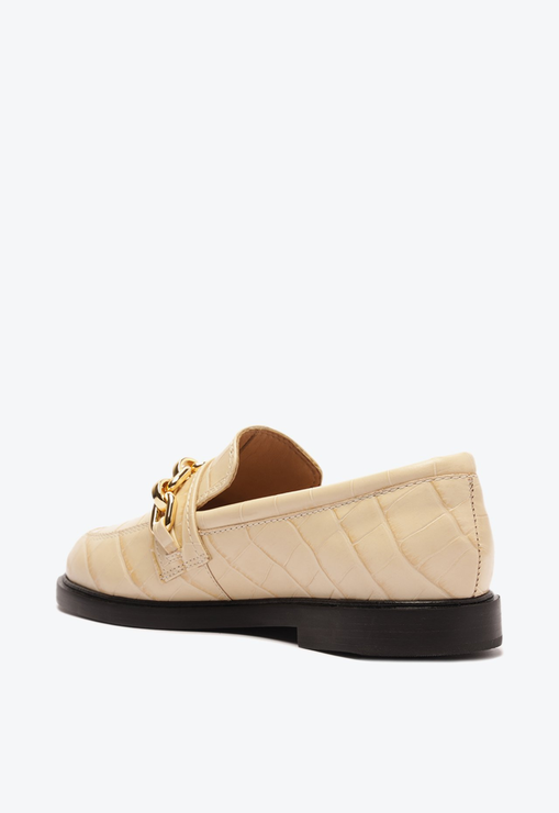 Mocassim Dannie Couro Croco Branco