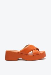 Sandália Flatform Laranja Anacapri Tiras Cruzadas
