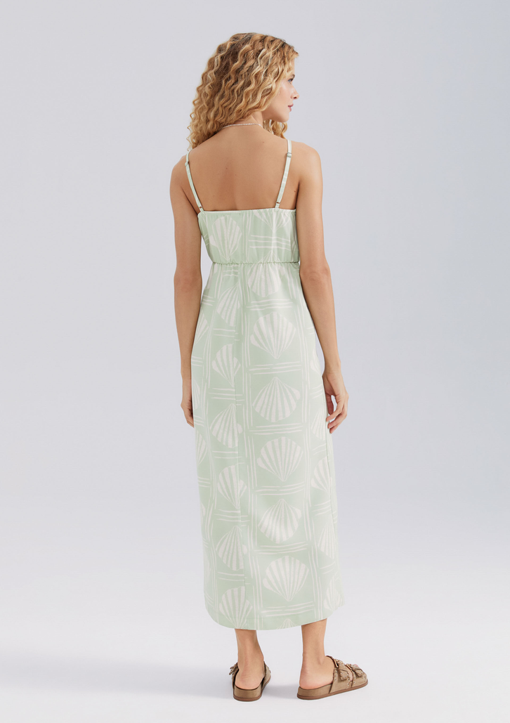 Vestido Verde Hering Midi Estampado Em Viscose